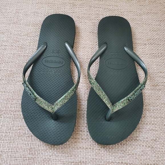 Havaianas Slim Sparkle II Flip Flops Sz 6 - Picture 3 of 11
